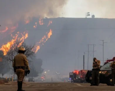 Wildfire erupts near Los Angeles, leading to mass evacuations