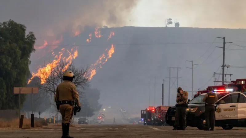 Wildfire erupts near Los Angeles, leading to mass evacuations