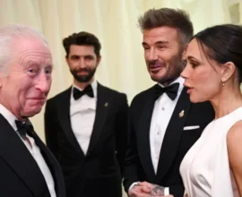 Hollywood stars and the King at an elegant Italian-themed royal dinner, enjoying fine dining and camaraderie