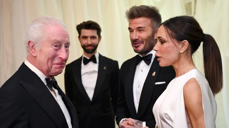 Hollywood stars and the King at an elegant Italian-themed royal dinner, enjoying fine dining and camaraderie