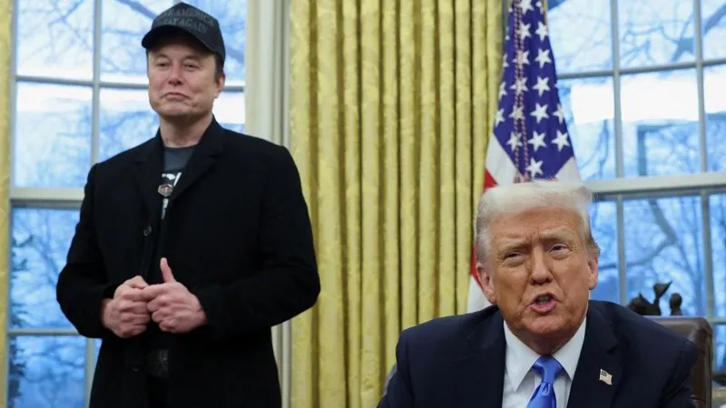 Former President Donald Trump at a podium with a gavel and legal documents in the background, symbolizing the halted buyout program and legal developments