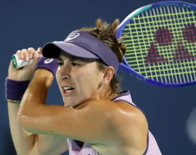 Belinda Bencic celebrates reaching her first tennis final after returning from maternity leave, showcasing determination and skill